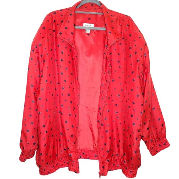 Vintage Bogari Silk Star Spangled Bomber Jacket 2X - Picture 1 of 10